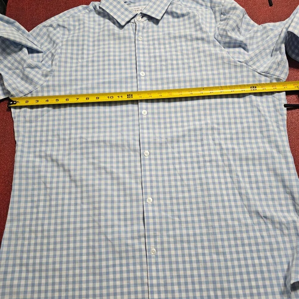 Mizzen + Main Leeward Button Up Shirt XXL Blue White Gingham Check Office Pastel